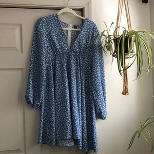 Shein Blue Floral Mid Length Dress